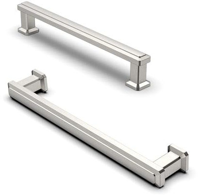 FURNIWARE 10 Stück Schrankgriffe, Möbelgriffe 128mm Lochabstand Gebürsteter Nickel, Silber Küchengriffe Schubladengriffe, Zinklegierung Möbel Griffe für Küchenschränke Schränke Schubladengriffe