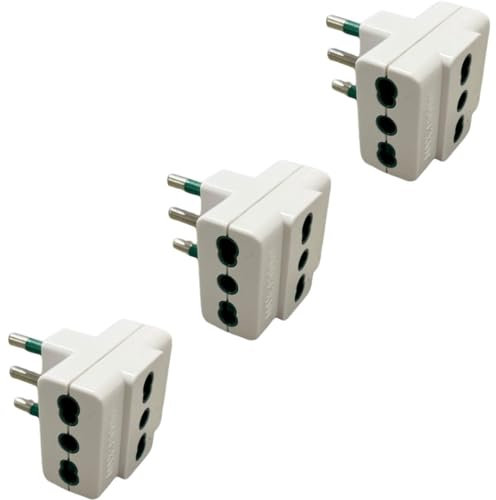 gloca Set 3 Adattatori 3 Prese 10/16A Con Spina 16A Colore Bianco Standard Italiano