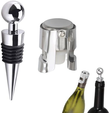 2 Stück Sektflaschenverschluss,Sektverschluss,Weinverschluss,Flaschenverschluss,Verschluss Sektflasche, Für Weinsammlung, Wein, Champagner, Beer Saver Sealer(Silber)