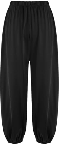 CHICTRY Taiji Trainingshose Kinder Junge Freizeit Chinesische Kampfkunst Tai Chi Kung Fu Qigong Shaolin Hose Leggings Locker Elastisch Schwarz 134-140