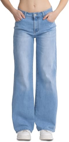 vittorio y Jeans Donna Vita Alta Larghi Baggy Wide Leg Fit Jeans