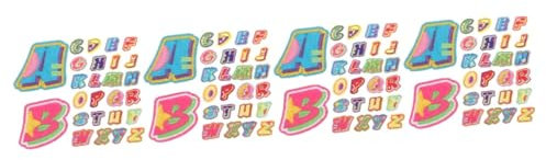 SHINEOFI 4 Sätze benutzerdefinierter Patch Stickereiapplikationen Stickmaschine warnweste personalisiert packetbandrollen Patch-Briefe Aufnäher zum Aufbügeln für Kleidung Polyester Colorful