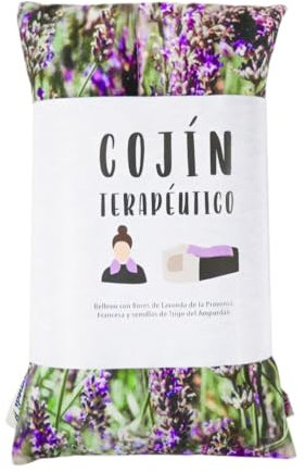AROMEDI Cojín Semillas Microondas, Saco Térmico de Semillas con Lavanda Natural y Trigo Cojín térmico para calmar el dolor. Retención de frío y calor. (48x15) (Lavanda)