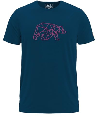 FORSBERG Finnson T-Shirt mit stylischem Bär Brustlogo Rundhals für Herren in Vier verschiedenen Farbkombinationen, Farbe:Marineblau, Größe:XL