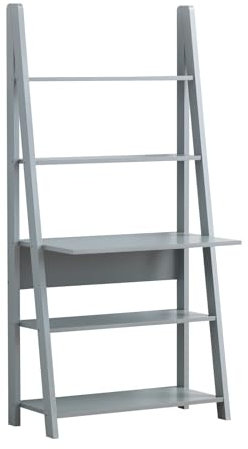 5 Tier Ladder Desk with Storage Shelves, Computer Workstation, Light Grey, 84.2 cm Width