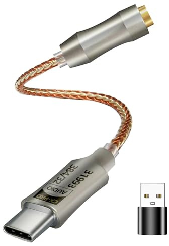 USB Typ C 3,5 mm Kopfhöreradapter, HiFi-Kopfhörerverstärker, mobiler Audioverstärker IEM, auf Stecker-Adapter für T