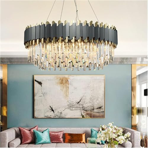 home decor LED-Kronleuchter, moderner Kristall-Kronleuchter, Chrom-Beleuchtung, kompatibel mit runden Kronleuchtern für Esszimmer, Schlafzimmer, Wohnzimmerleuchten, moderner LED-Kronleuchter statue