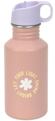 LÄSSIG Botella de acero inoxidable sin BPA, 500 ml, para niños, guardería, jardín de infancia, a prueba de fugas, con tapón deportivo/Bottle Stainless Steel Pattern Party rose/lilac