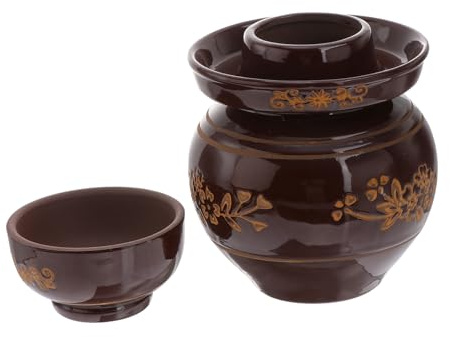 BIUDECO Keramik Gurkenglas im Retro Stil, Dicht Verschließbar für Küche | 1 Stück, Orientalisch Inspiriert, Glatte Oberfläche, für Zuhause und Deko, Praktische Nutzung Zufälliger Stil