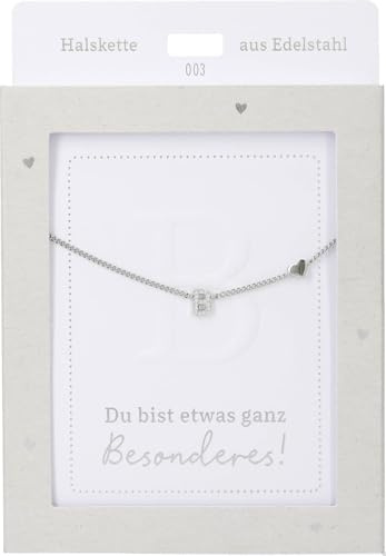 Depesche 13895.3 Halskette mit Buchstabe B und Herz, versilbert, variabel in der Länge tragbar (42 cm + 5 cm), als Geschenk oder kleine Aufmerksamkeit