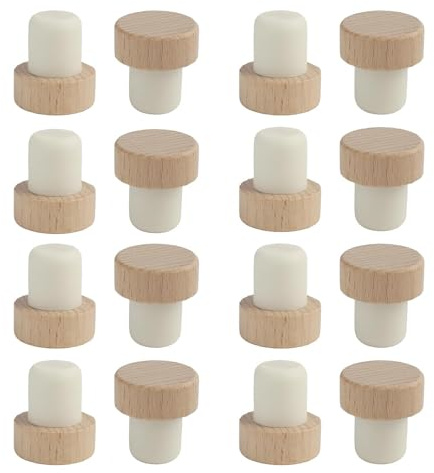 16 Pièces Bouchons en Bois en Forme de T pour Bouteilles de Vin et de Bière - Bouchons de Liège Élégants et Durables, pour Conservation Hermétique des Boissons