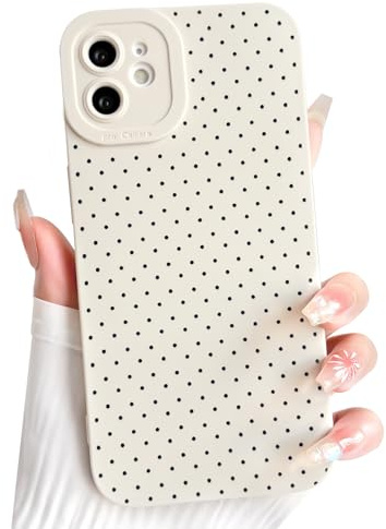 NITITOP for iPhone 12 Mini Case Cute Little Polka Dot Pattern - White | for Women Girls Men, Aesthetic Stylish Design, Soft TPU Shockproof Cover, Full Camera Protection