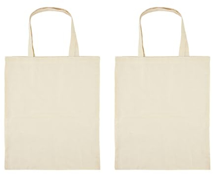 XiangJunly 2 bolsas de lona lisas para decorar, bolsas de lona de algodón para mujeres y hombres, bolsa de lona grande reutilizable en blanco para manualidades, bricolaje, compras (38 x 45 cm)