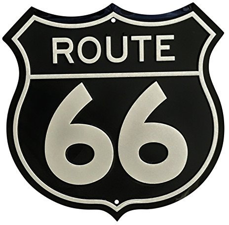 Retro-Metallschild Route 66 Shield, Blechschild, Vintage, Lounge, Amerika, USA, Roadtrip