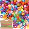 TOAOB 500 Stück Bunte Pony Perlen zum Auffädeln 9mm Großes Loch Fädelperlen Transparent Acryl Pony Beads Bastelperlen mit 30 m Elastisch Schnur für Schmuck Armbänder Halsketten DIY Basteln
