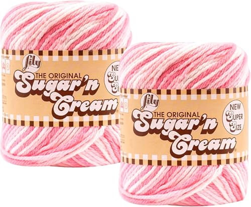 Lily Sugar'n Cream Yarn - Ombres Super Size-Strawberry
