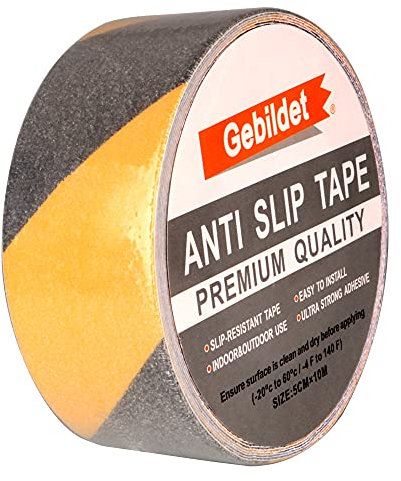 Gebildet Premium Qualität Antirutsch Klebeband 10m × 5cm, Antislip selbstklebend Band, Grip Tape Sicherheitsband fur Treppen/Schritte (Schwarz und Gelb)