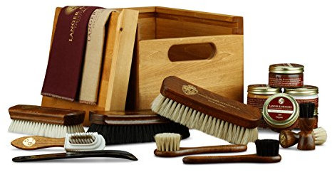 Langer & Messmer boîte de cirage Freiburg en bois de tilleul massif - produits d'entretien inclus (nature)