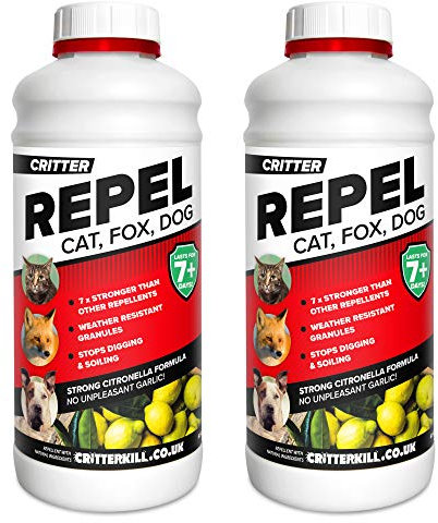 Critter Repel Animal Repellent | Deterrent for Unwanted Garden Visitors Including Cats, Dogs & Foxes (2 x 650g)