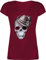 T-Shirt Damen V Ausschnitt - Kompatibel Oktoberfest - Totenkopf mit Filzhut - 3XL - Bordeauxrot - mädchen trachtenshirt Trachten-Tshirt bayrische Skull Tshirt Shirt trachtenshirts bayrisch
