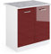 Vicco Meuble Bas sous-évier R-Line, Rouge Bordeaux Haute Brillance/Blanc, 80 cm, PT Marbre