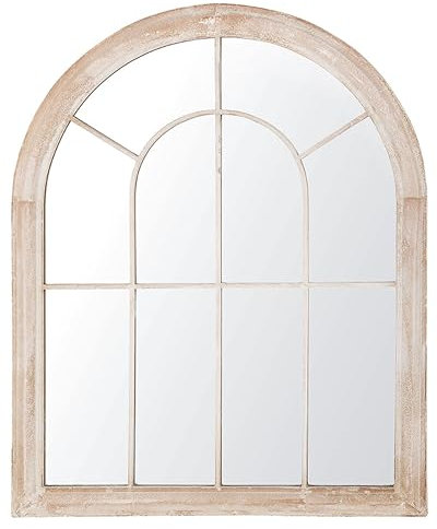 Beliani Romantischer Wandspiegel in Beige Fensteroptik 69 x 89 cm Embry