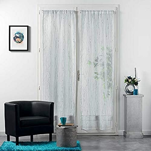 Douceur d'Intérieur, Paire de Voilages Passe-Tringle (2 x 70 x 200 Cm) Filiane Blanc, Voile Sablé