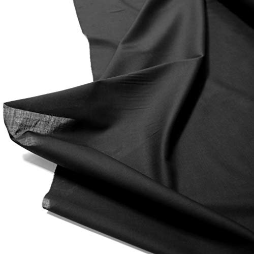 TOLKO Baumwollstoff Meterware leichter Sommer Batist | zarter Nesselstoff Kleider Bluse Tuch Kinder Dekostoff Gardine Vorhang Sonnenschutz | Stoffe zum Nähen Baumwolle Stoff (Schwarz)