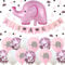 ENSTAB Babyparty Deko Mädchen It's A Girl Girlande Elefant Luftballons Rosa mit It's A Girl Konfetti für Taufe Deko Mädchen Baby Geburtstag Dekoration