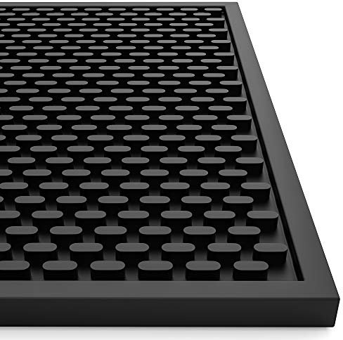 AXIESO Silicone Bar Mat - 1/2 Inch Thick Heat-Resistant and Food Safe Drip Mat - Spill Mats for Counter Top - Service Mat for Kitchen, Coffee Bar, Restaurant - Drying Mat for Glasses - 18 x 12 Inches