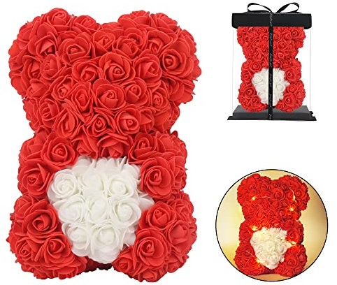 Orsacchiotto rosa, orsacchiotto rosa fatto a mano - Perfetto per San Valentino, anniversari, compleanni e docce nuziali - Confezione regalo trasparente inclusa! 10 pollici (red)