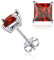 Clou d'Oreilles pour Femme - Boucle d’oreilles Puces en Argent 925 avec Cristaux Rubis Rouge Pierre Carré Diamètre 6 mm Brillante Bijoux Cadeaux d'Anniversaire pour Femmes Filles Elle