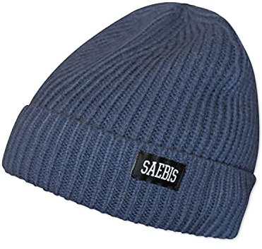 SAEBIS Ribbed Beanie Damen und Herren - Unisex Klassische Strickmütze - Classic warme Mütze für das ganze Jahr - Kopfbedeckung - (Stahlblau)