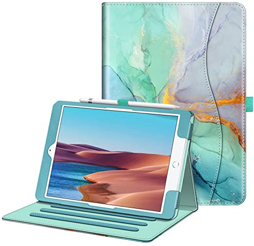 FINTIE Case for iPad 9th / 8th / 7th Generation (2021/2020/2019) 10.2 Inch - [Corner Protection] Multi-Angle Viewing Stand Cover with Pocket & Pencil Holder, Auto Wake Sleep, Emerald Marble
