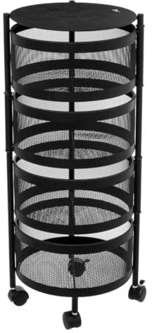 5 five simply smart - Resserre de Cuisine 4 Paniers rotatifs sur Roues en Métal Noir H 76 cm FIVE-181832