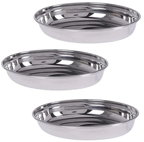Marzoon 3x silber farbene Oval Schalen 22x16 cm aus Edelstahl 800ml Füllmenge - Stapelbar - Metall Servierschalen für Snacks, Beilagen, Salate & Dessert