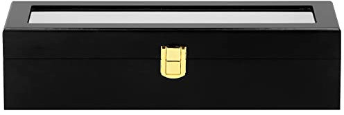 SPRINGOS Uhrenkassette Uhrenbox 6 Uhren 31,5 x 11 x 8 cm Schatulle mit Sichtfenster Schmuckkasten