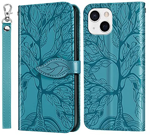 Vkooer Coque pour iPhone 14 (6.1 Pouces) Premium Cuir PU Étui Flip Portefeuille à Rabat Housse avec Porte Cartes Fermeture Magnétique Etui de Protection pour Apple iPhone 14, Turquoise