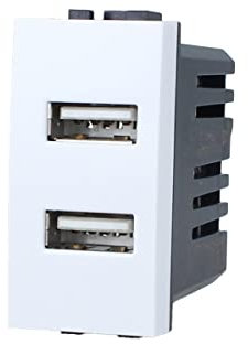 Cargador USB de pared, compatible con Bticino Living Light (2 puertos USB 5 V 2,1 A, blanco)