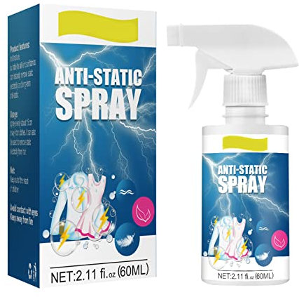 Ailopta 60ml Antistatik-Spray, Antistatik-Spray, Anti-Statik-Entferner Für Kleidung, Textilien, Haare, Sanftes Weichspüler-Spray, 1 Stück Geruchsbeseitiger, Leicht Zu Tragen, Heimbüro
