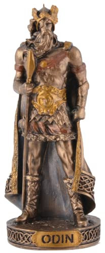 Miniatur Figur germanischer Gott Odin, aus Kunststein, bronzefarben handbemalt, by Veronese