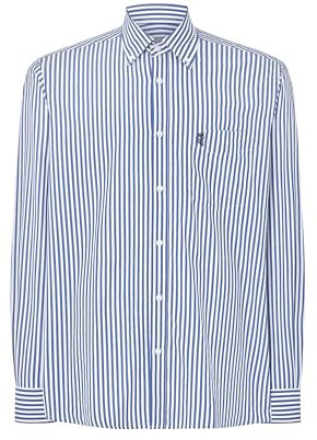 El Búho Nocturno Camisa Hombre Manga Larga Tela Popelín Rayas con Bolsillo Easy Iron Extrasuave, 50% Rayón derivado del Bambú, 50% Poliéster, Azul 0306, L