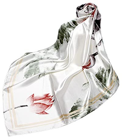 FAIRYGATE Seidenschal Damen Quadratischer Schal 90x90cm Bunten Colour Blumen Leicht Seidentuch Kopftuch Halstuch Dekorative Bandana Haarschal 91022