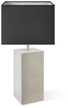 Home Sweet Home Industrielle Tischleuchte Block Pillar | 25/25/45cm | Anthrazit | Tischlampe | Beton und Textil | für E27 LED-Lampe | mit Schalter | für Wohnzimmer, Schlafzimmer
