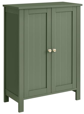 VASAGLE Floor Storage Cabinet, Freestanding Storage Unit with 2 Adjustable Shelves, for Bathroom Living Room Dining Kitchen, 11.8 x 23.6 x 31.5 Inches, Forest Green UBCB060C01