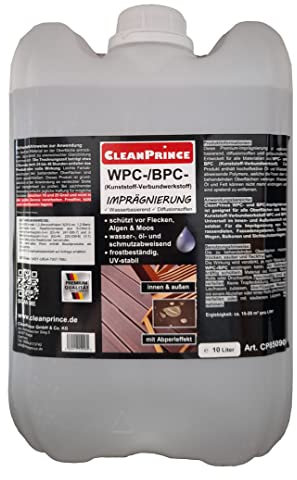 Cleanprince WPC/BPC Imprägnierung 10 Liter transparent farblos | Kunststoffverbundwerkstoff Terrassen Böden Dielen Schutz Imprägniermittel Schutzschild Versiegelung Schutzsiegel