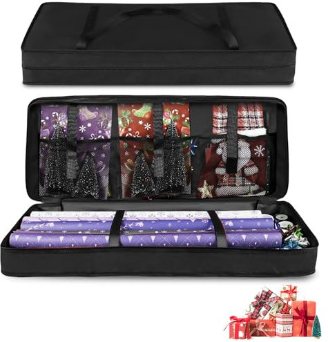 HOMURY- Aufbewahrungstasche für Geschenkpapier: 82x13x34cm Geschenkpapier Aufbewahrung Organizer, Wasserdichtes 600D Oxford Gewebe Organizer, Schwerlast Reißfest Geschenkpapierrollen Organizer