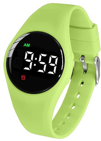 e-vibra Wasserdichte Vibrationsalarmuhr, wiederaufladbar, 15 Alarm-Erinnerung, Töpfchentrainingsuhr mit Sperrbildschirm (Grün Rund)