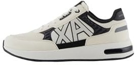 Armani Exchange Herren Dusseldorf Embossed Geometric Motifs Sneaker, White+Black, 42 EU