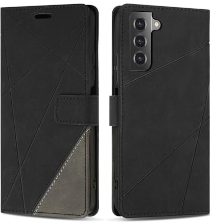 SONWO Case for Samsung Galaxy S22, Premium PU Leather Flip Wallet Case Cover with Magnetic Closure and Card Slots, Phone Case for Galaxy S22, Black